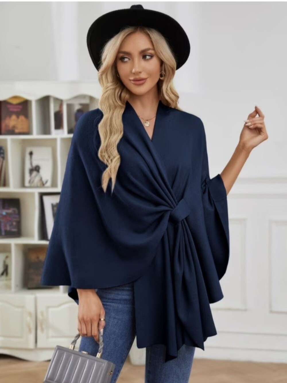 NWOT Puli Wrap Dark Teal Blue Viscose Blend O/S Fits Most